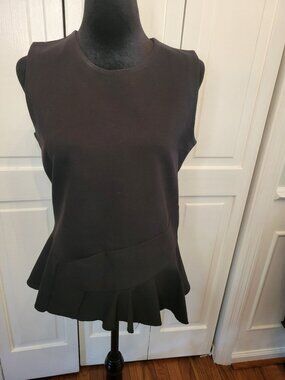 J. Crew Black Sleeveless Asymmetrical Peplum Top 8  Preppy Minimalist Layering